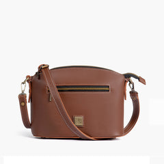 Brown dome cross-body bag