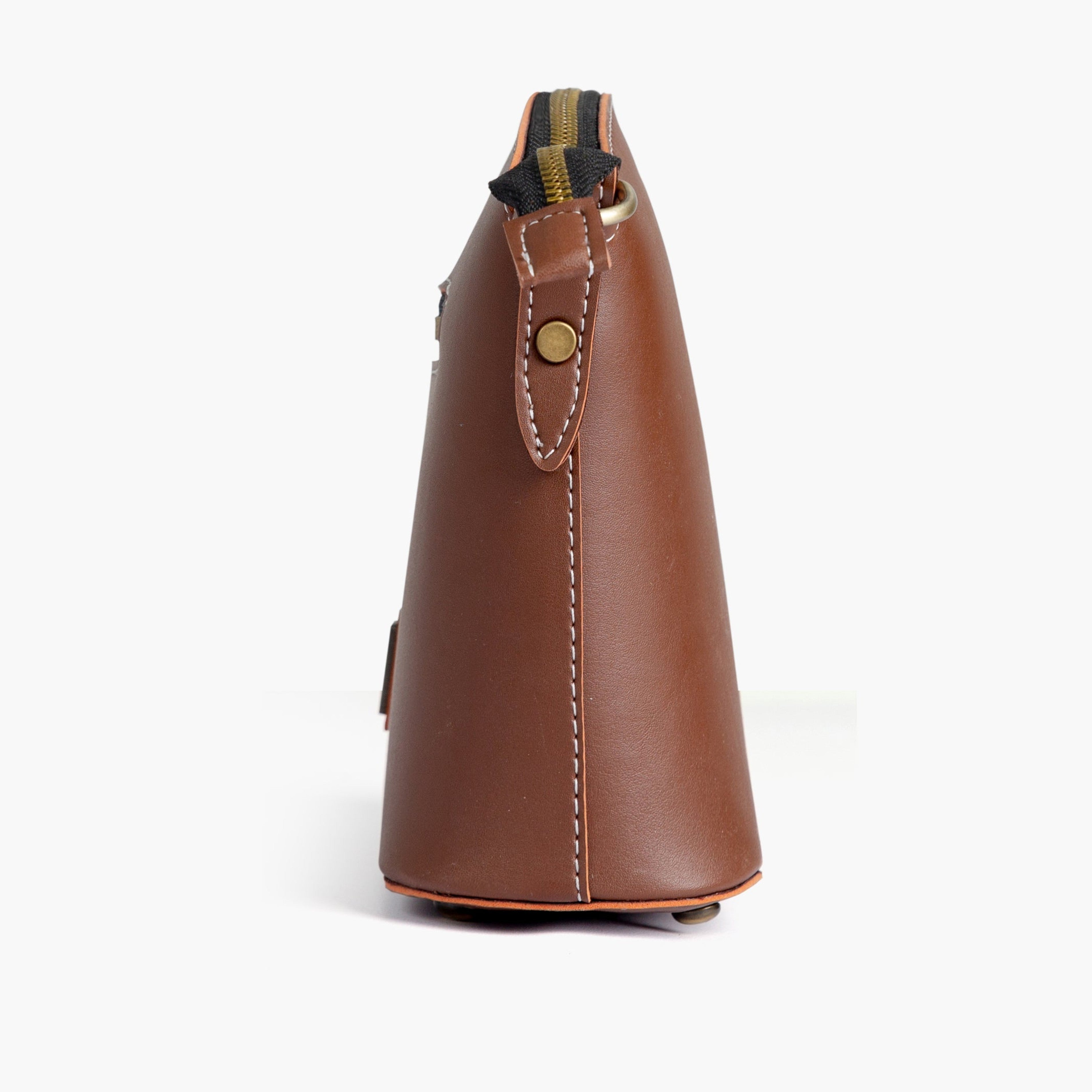 Brown dome cross-body bag
