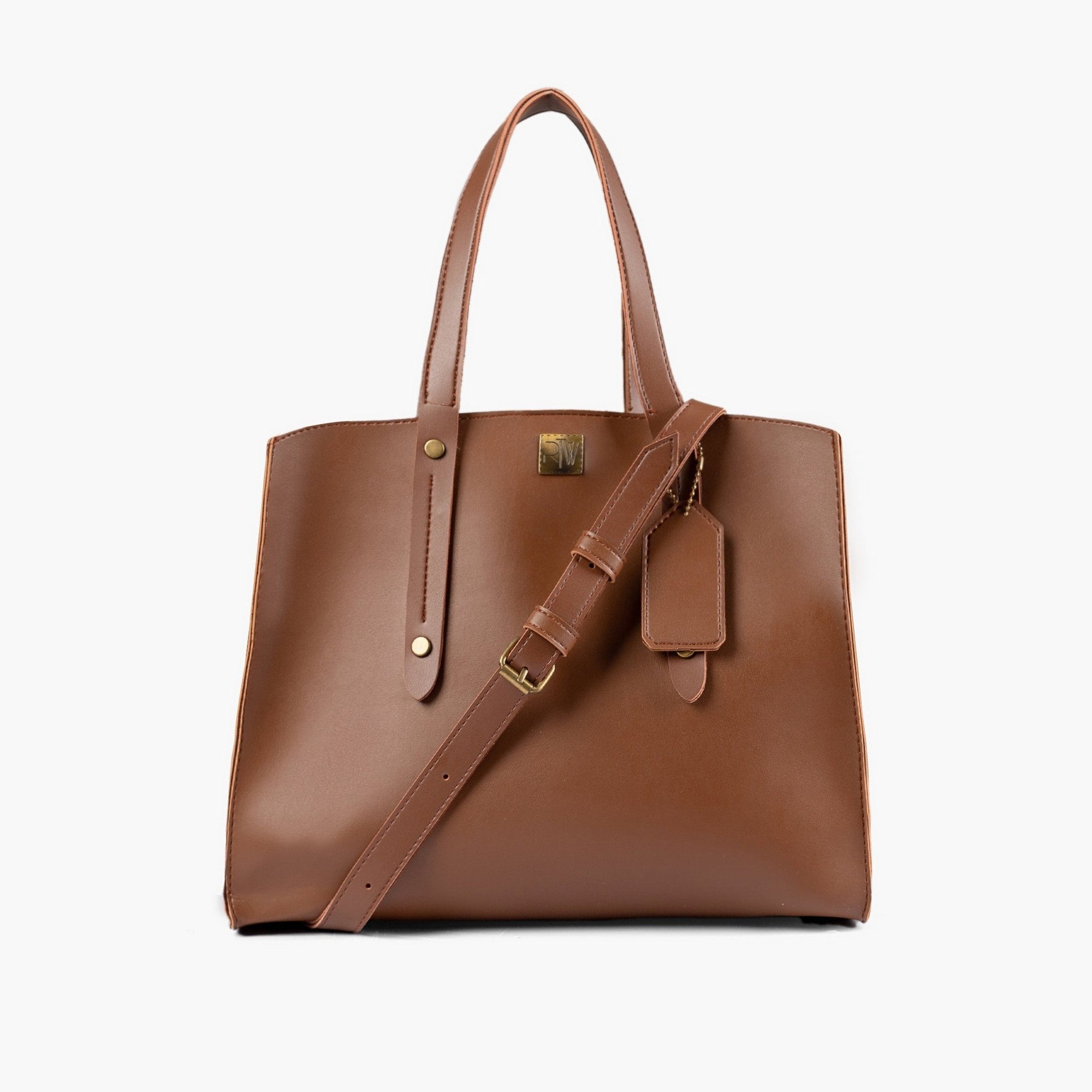 Brown multi compartment satchel bag