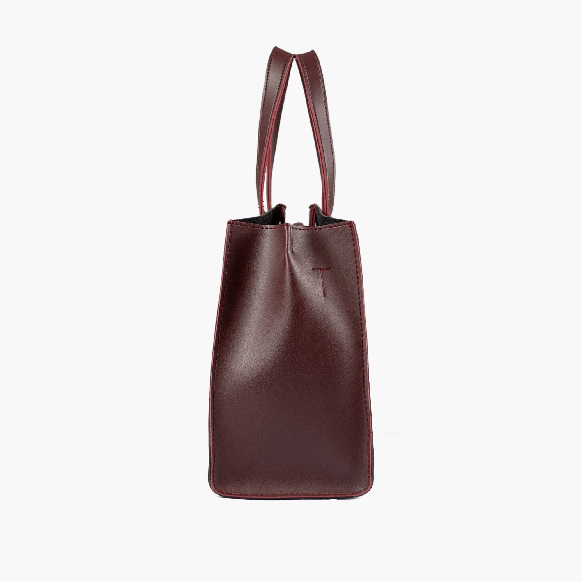 Black with burgundy multi compartment satchel bag
