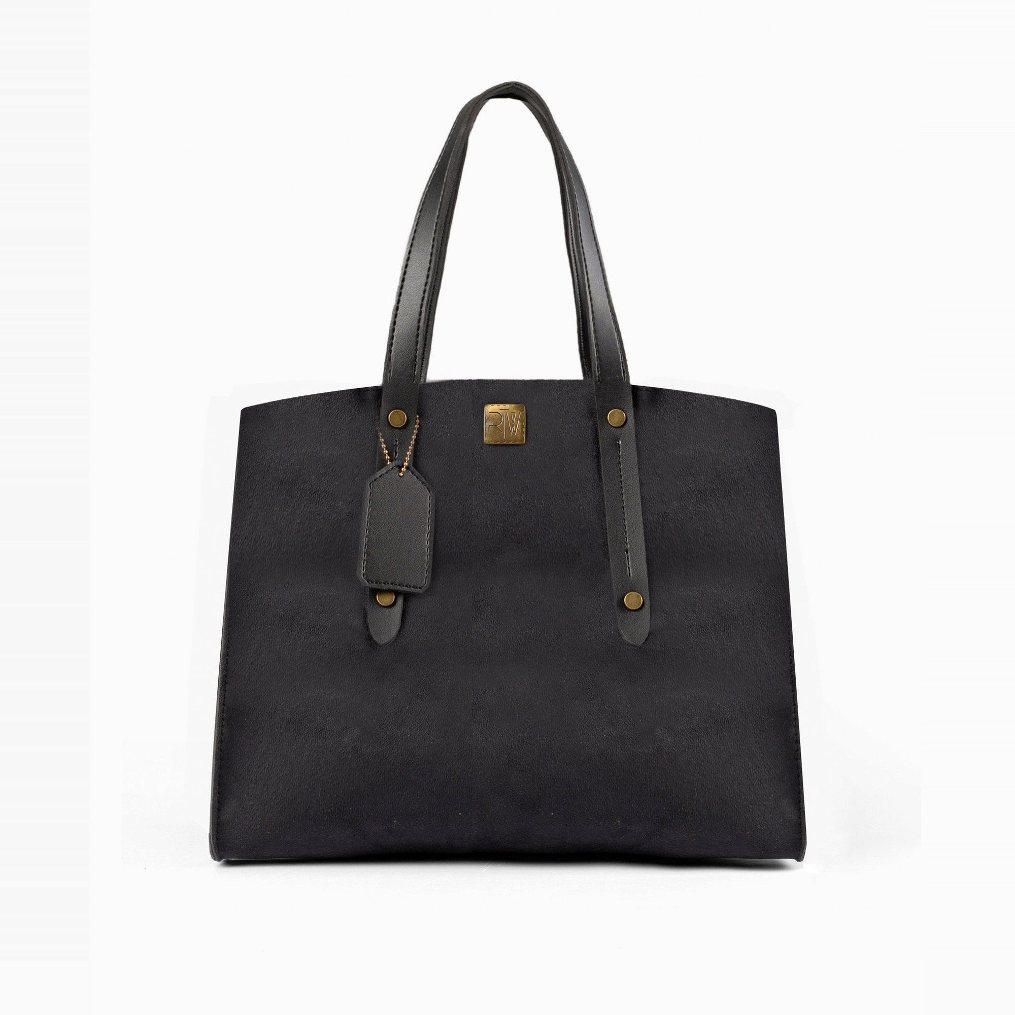 Black suede multi compartment satchel bag