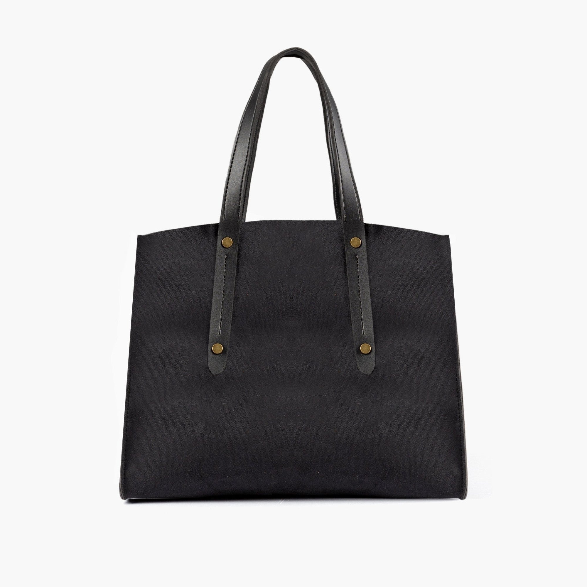 Black suede multi compartment satchel bag