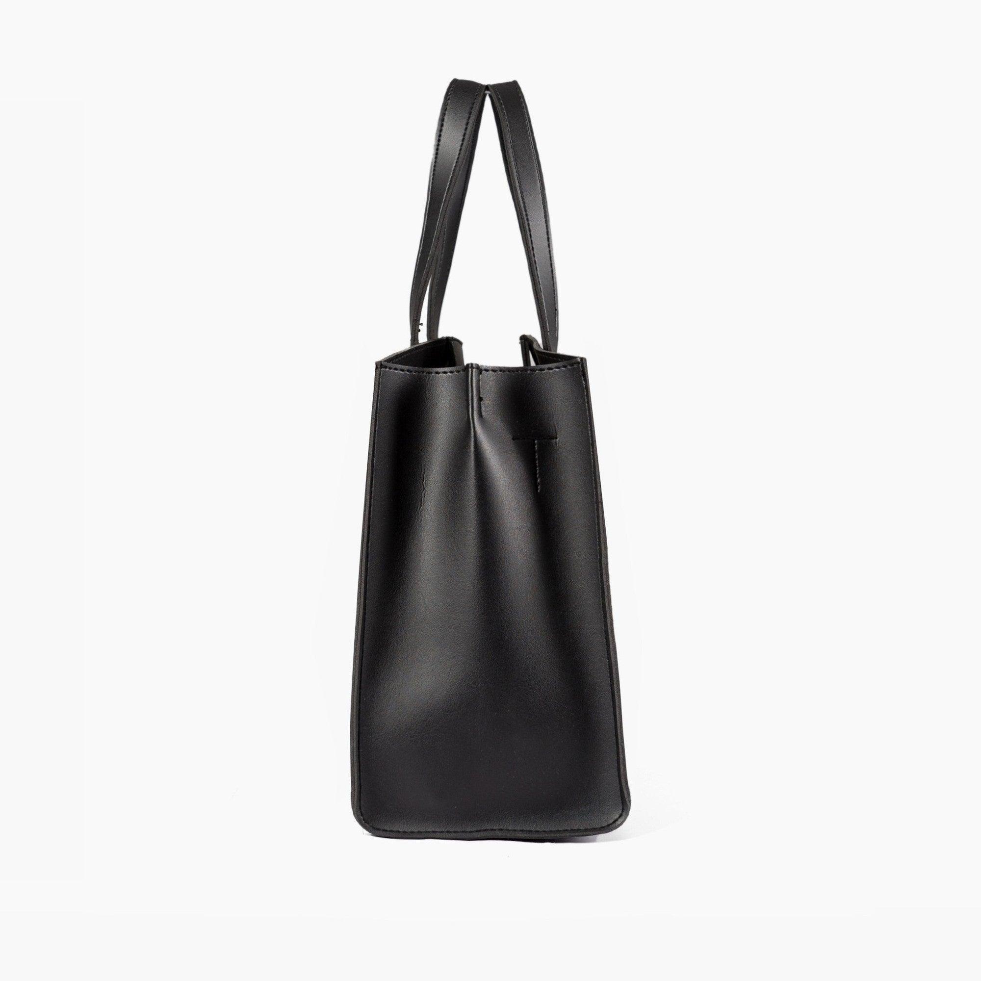 Black suede multi compartment satchel bag