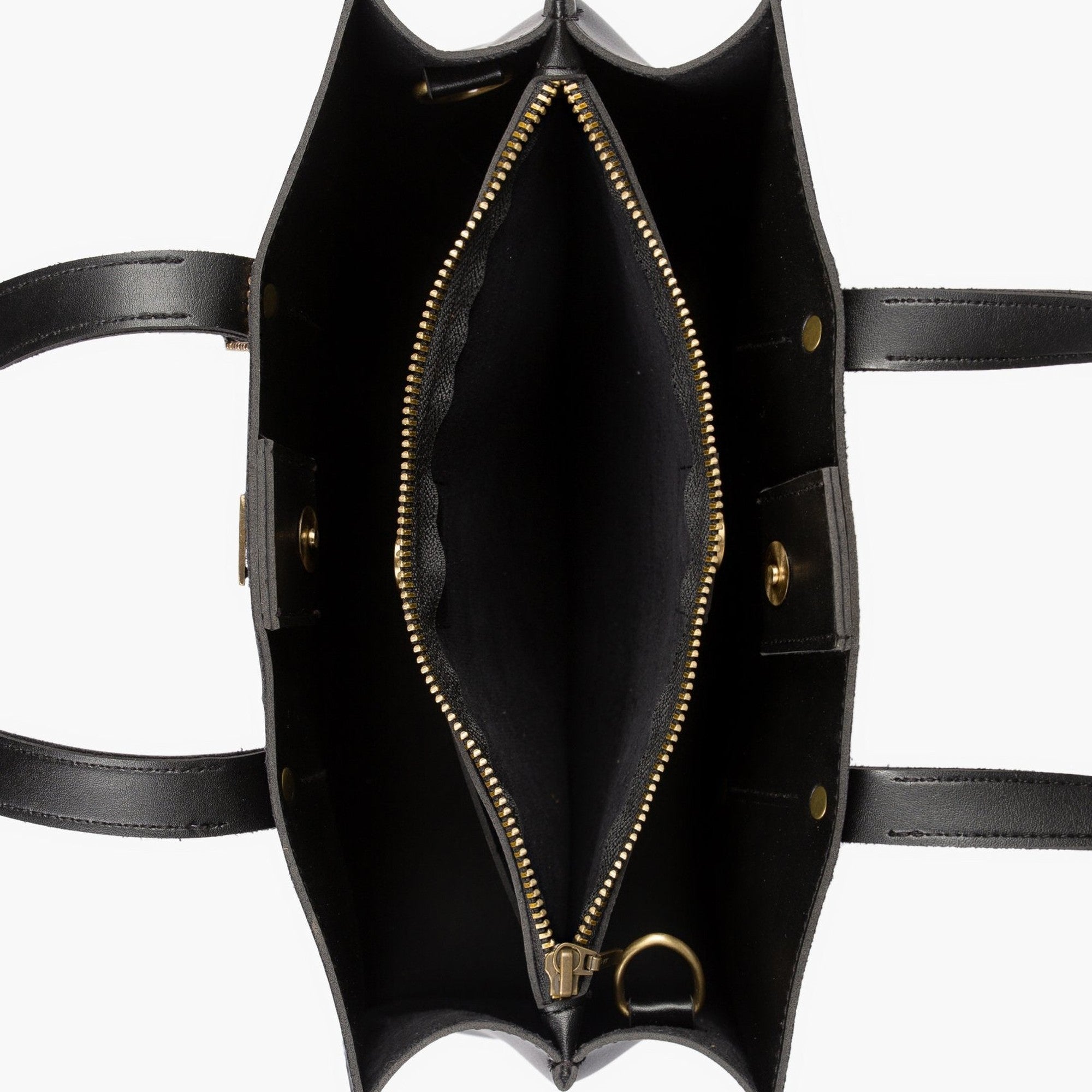 Black suede multi compartment satchel bag