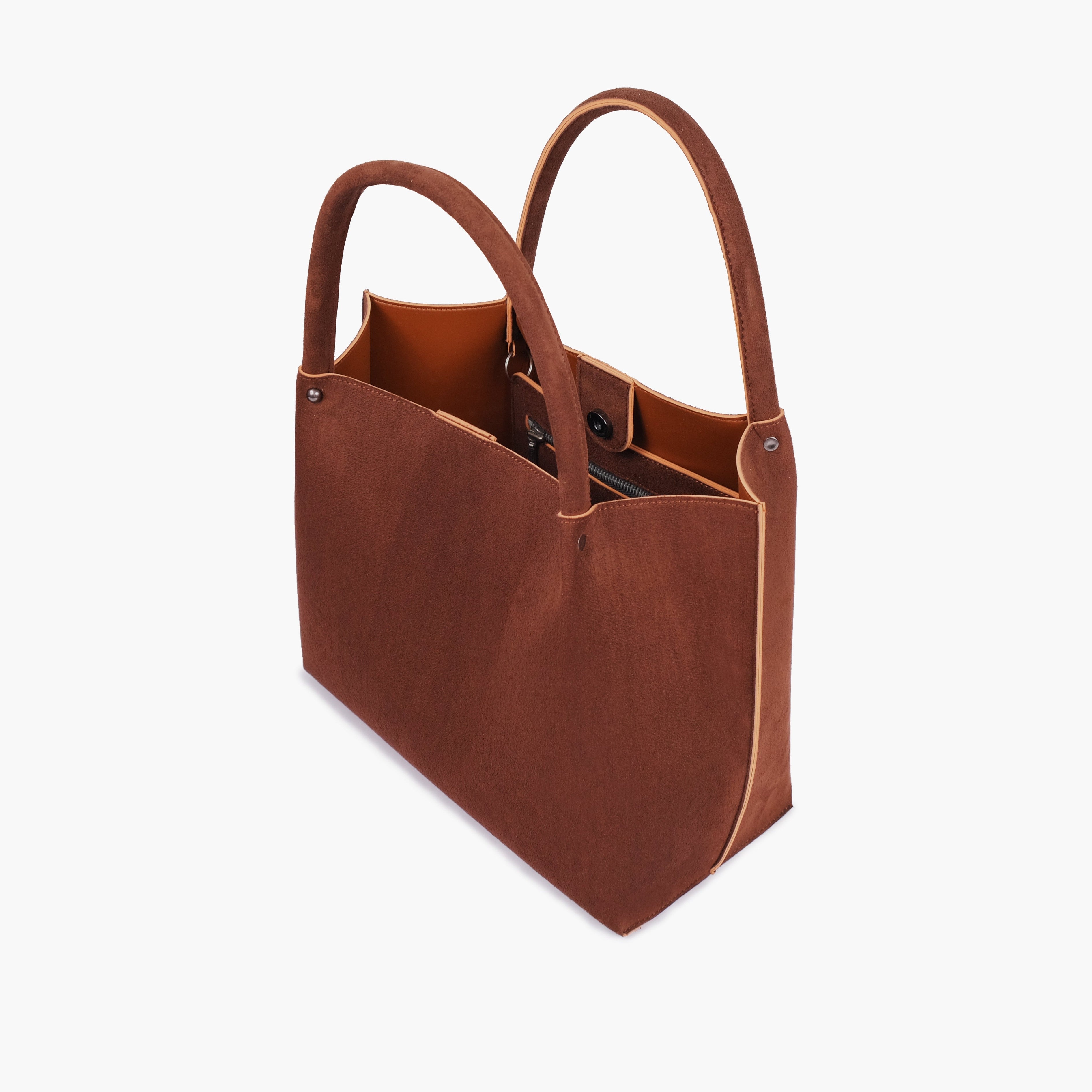 Horse brown suede tote bag