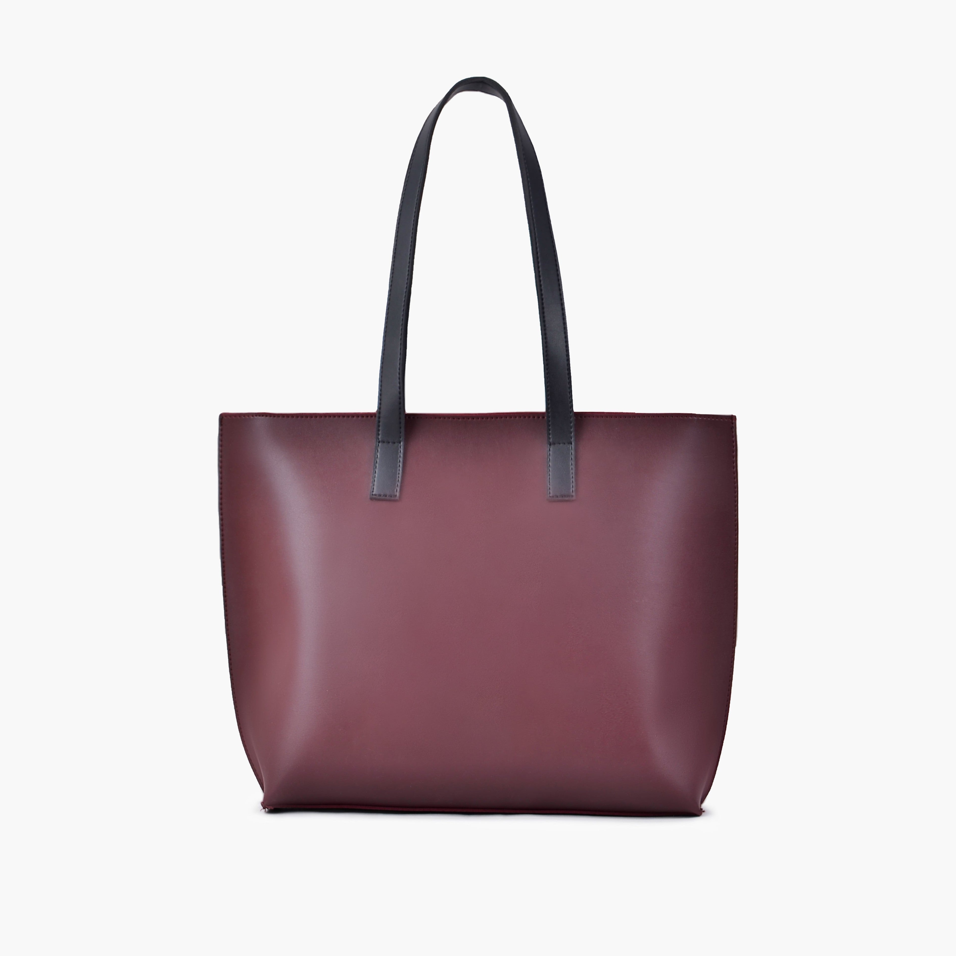 Burgundy long handle tote bag