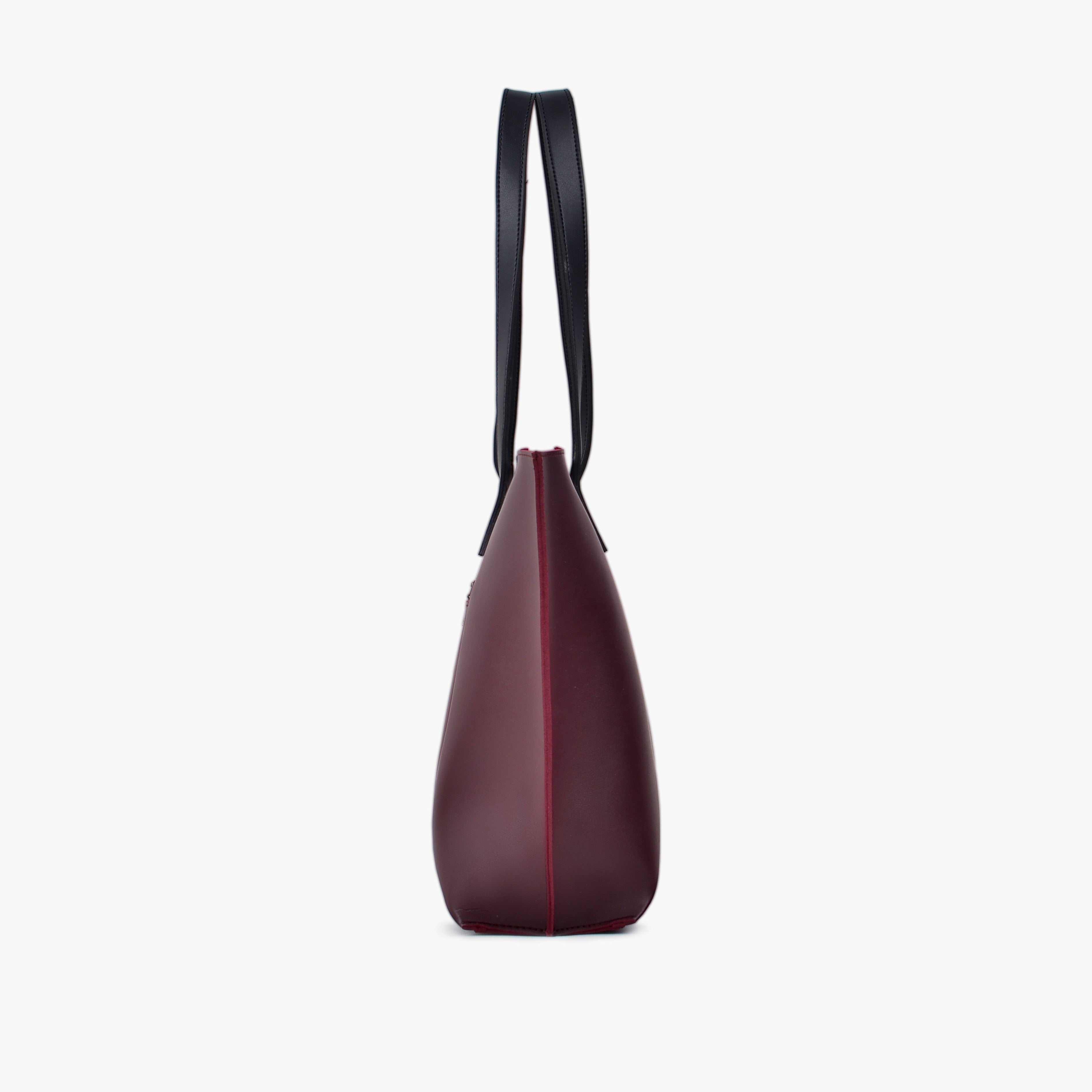 Burgundy long handle tote bag