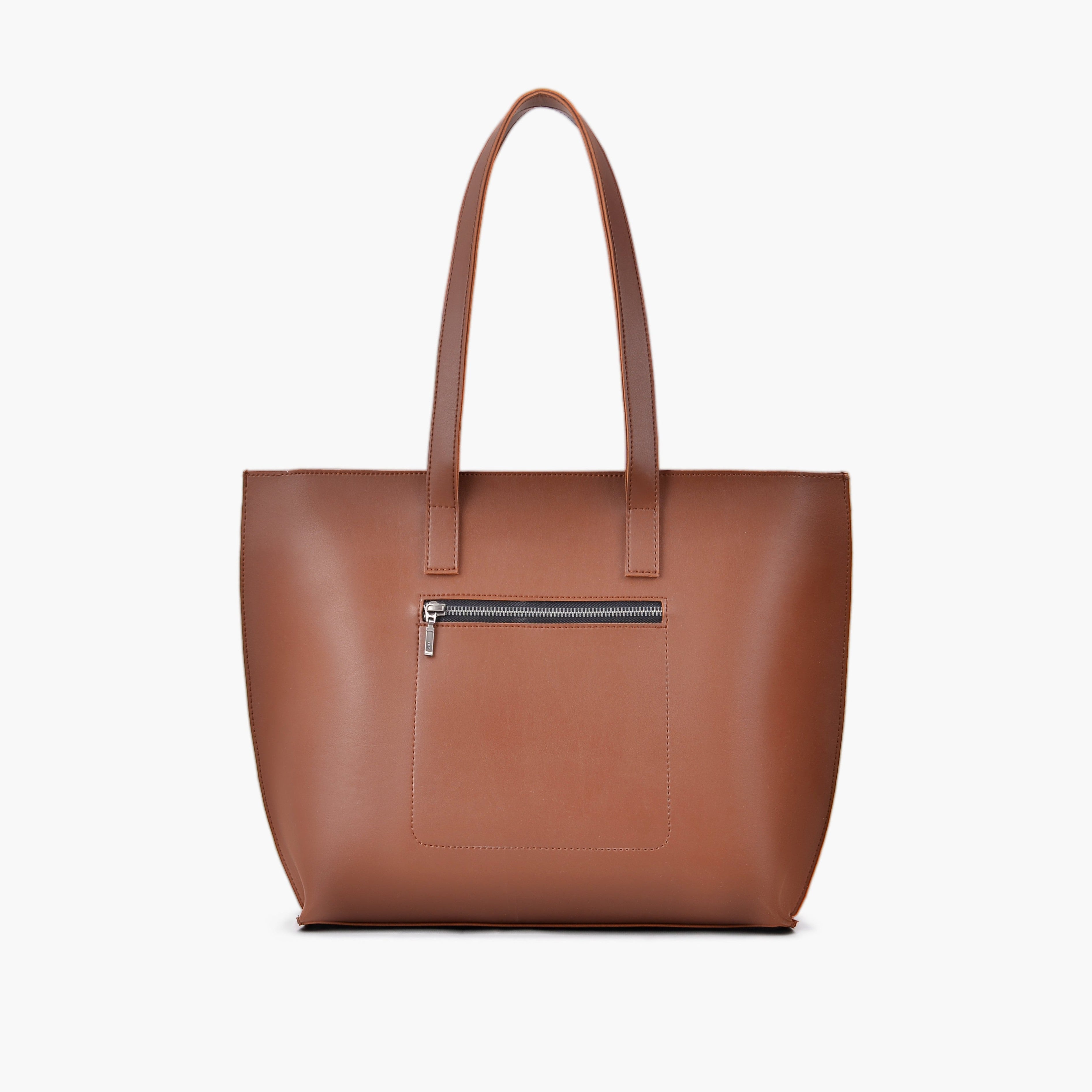 Horse brown long handle tote bag