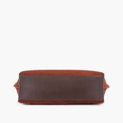 Dark brown suede long handle tote bag