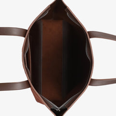 Dark brown suede long handle tote bag