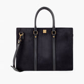 Black suede laptop bag