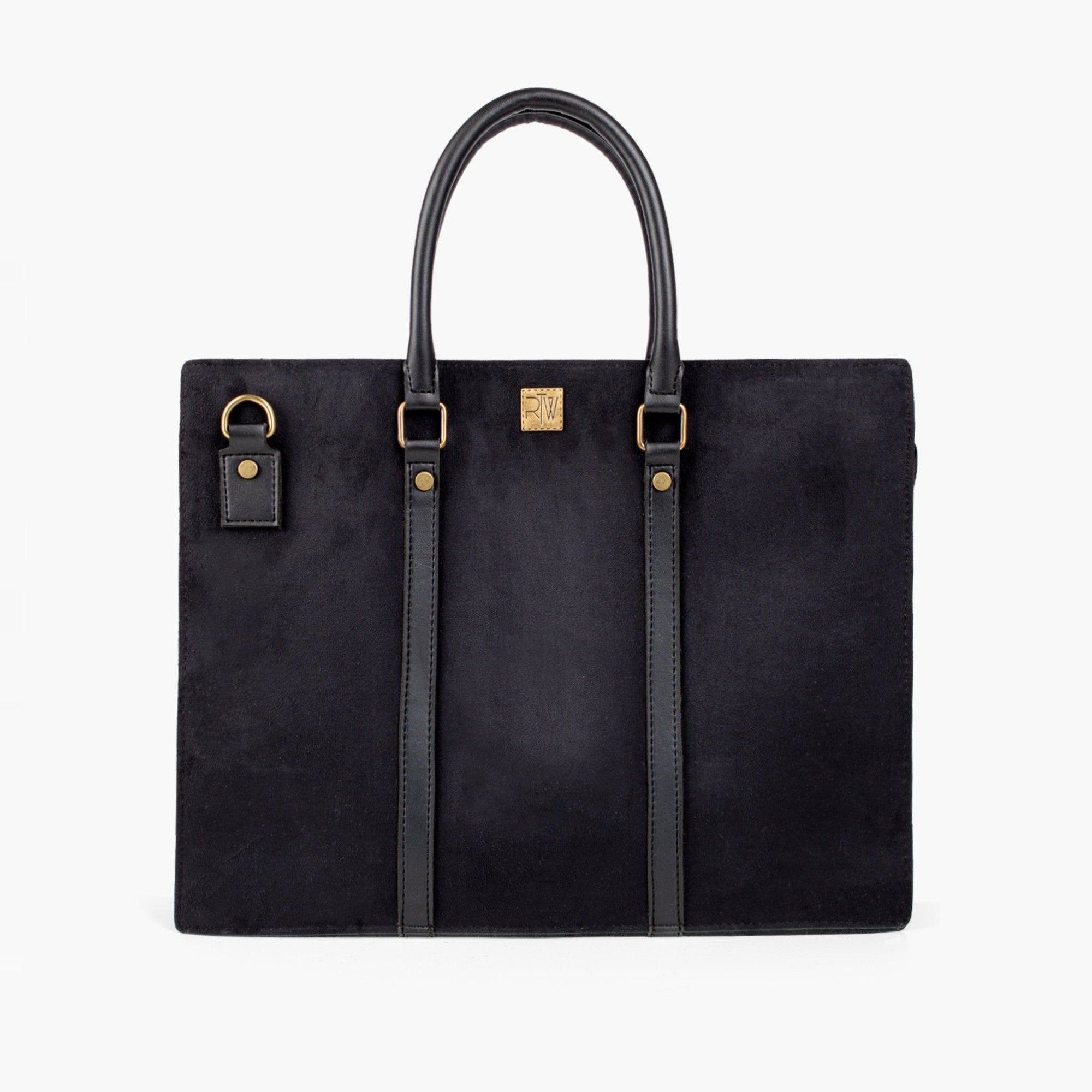 Black suede laptop bag