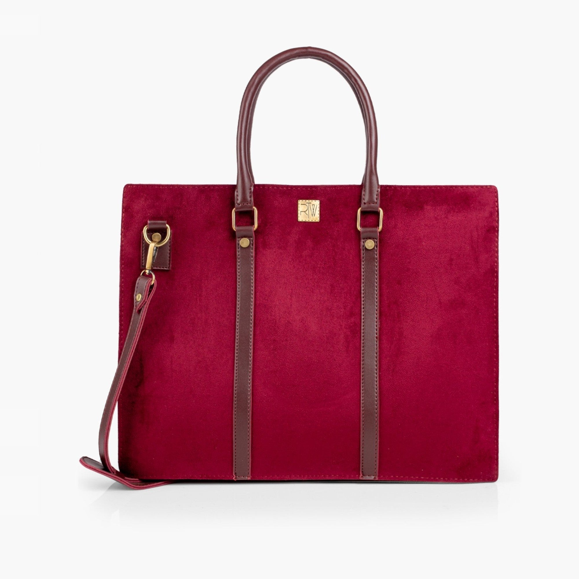 Burgundy suede laptop bag