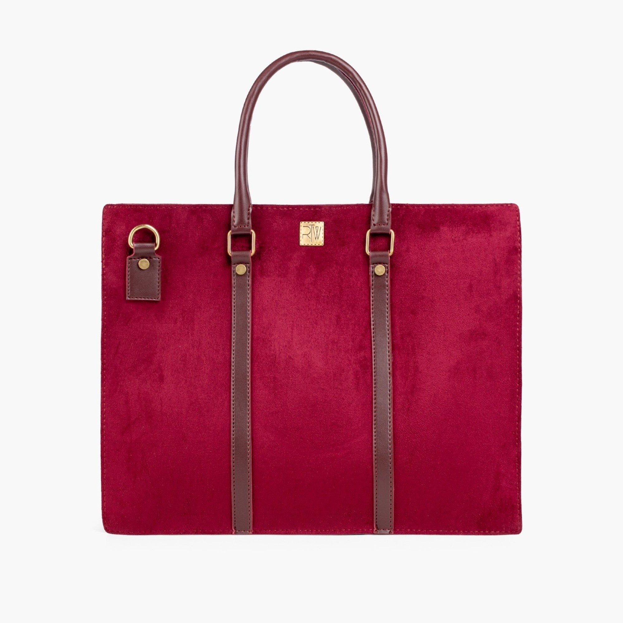 Burgundy suede laptop bag