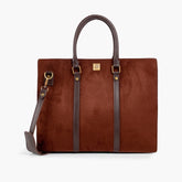 Dark brown suede laptop bag