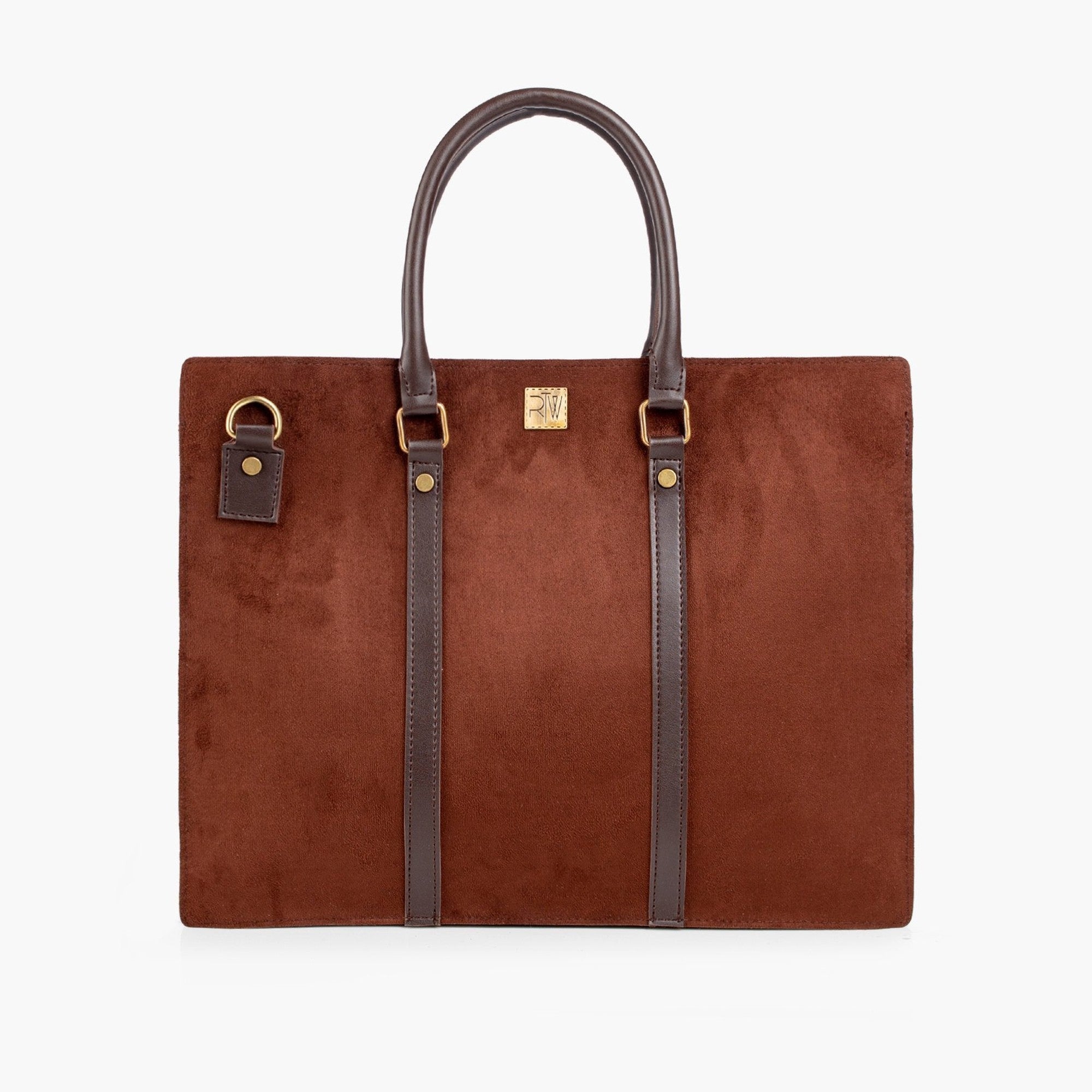 Dark brown suede laptop bag