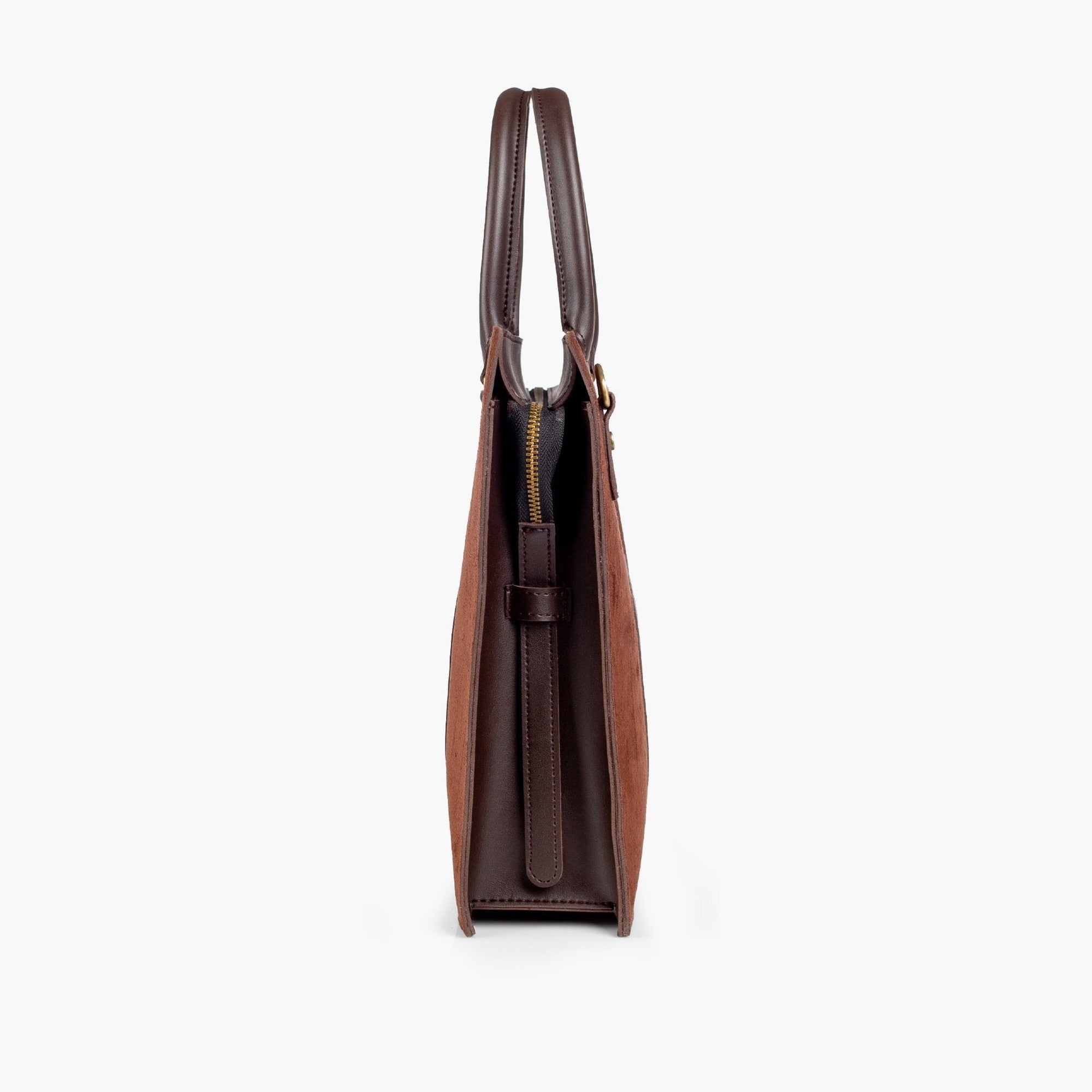 Dark brown suede laptop bag