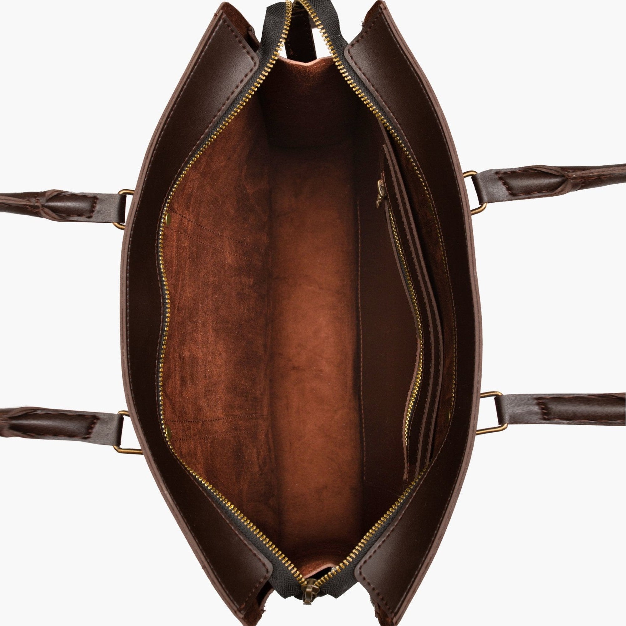 Dark brown suede laptop bag