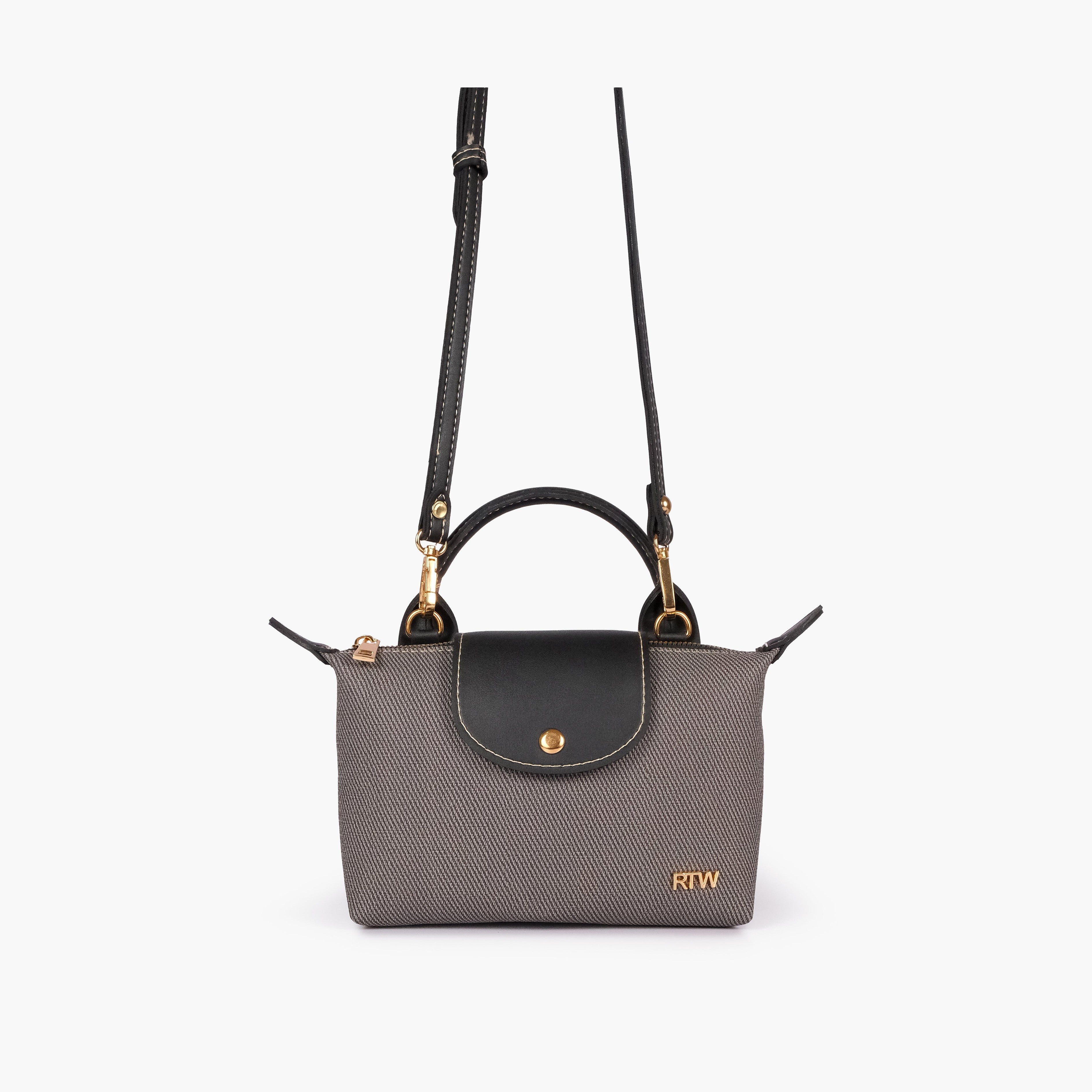 Black denim mini cross-body bag