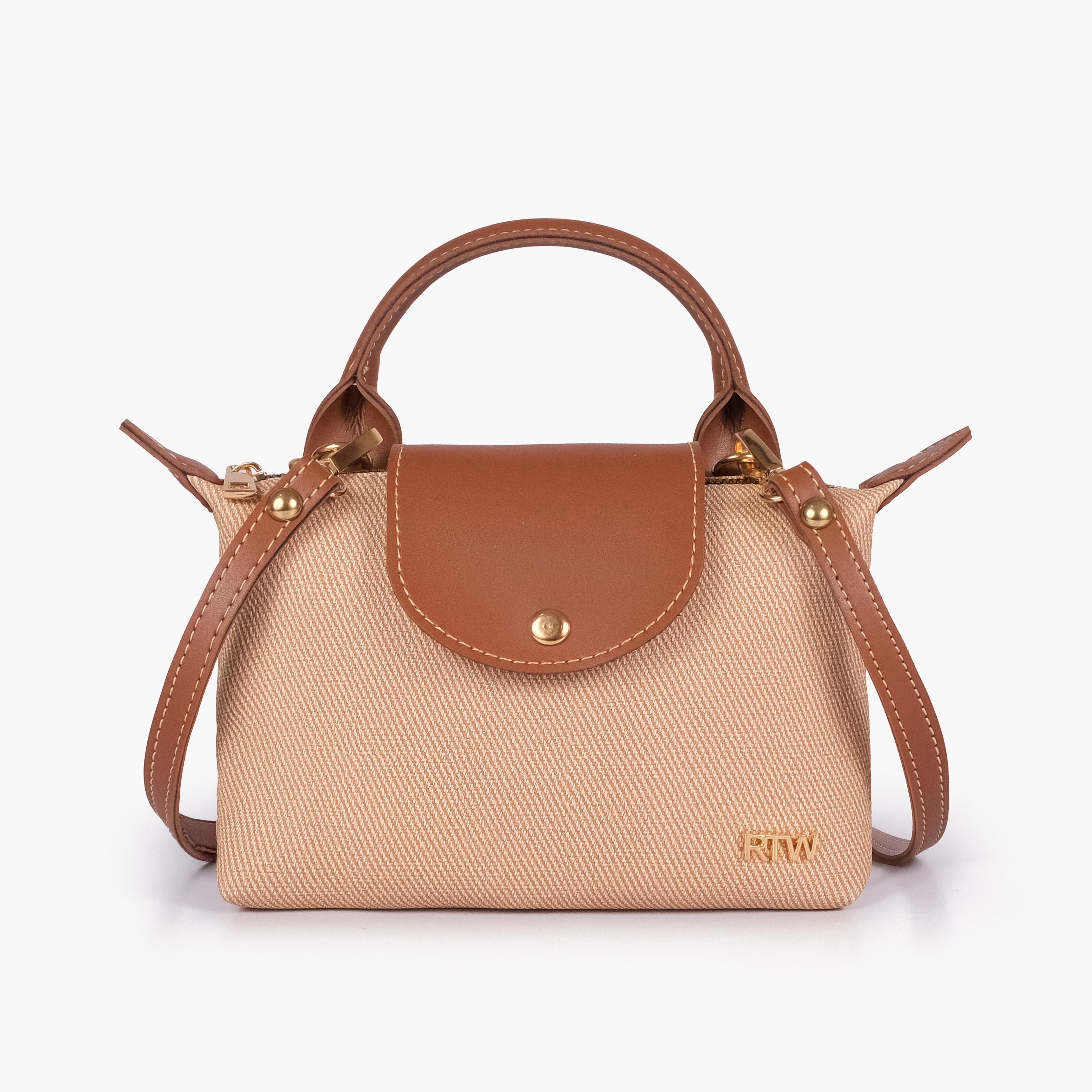 Brown denim mini cross-body bag