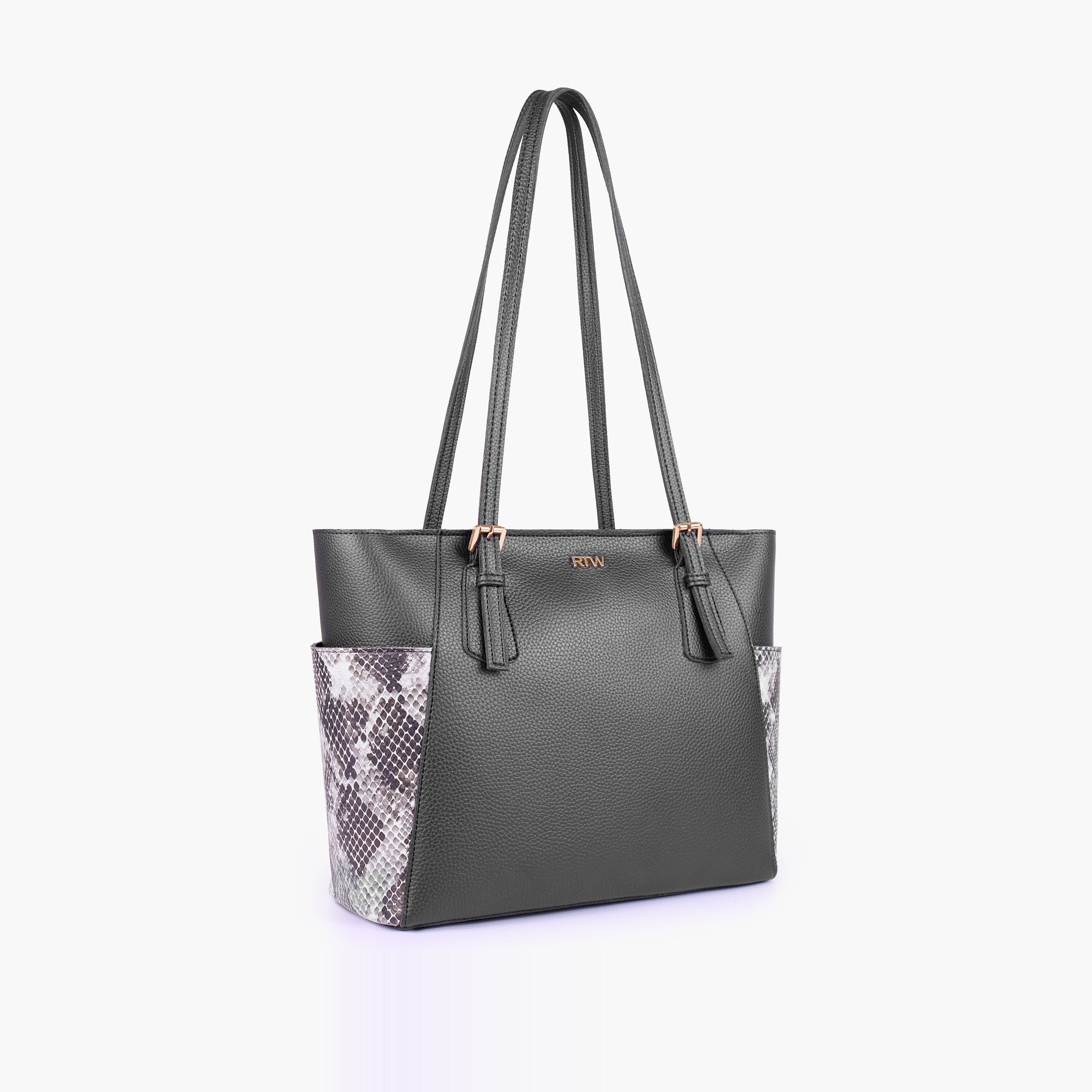 Black double pocket tote