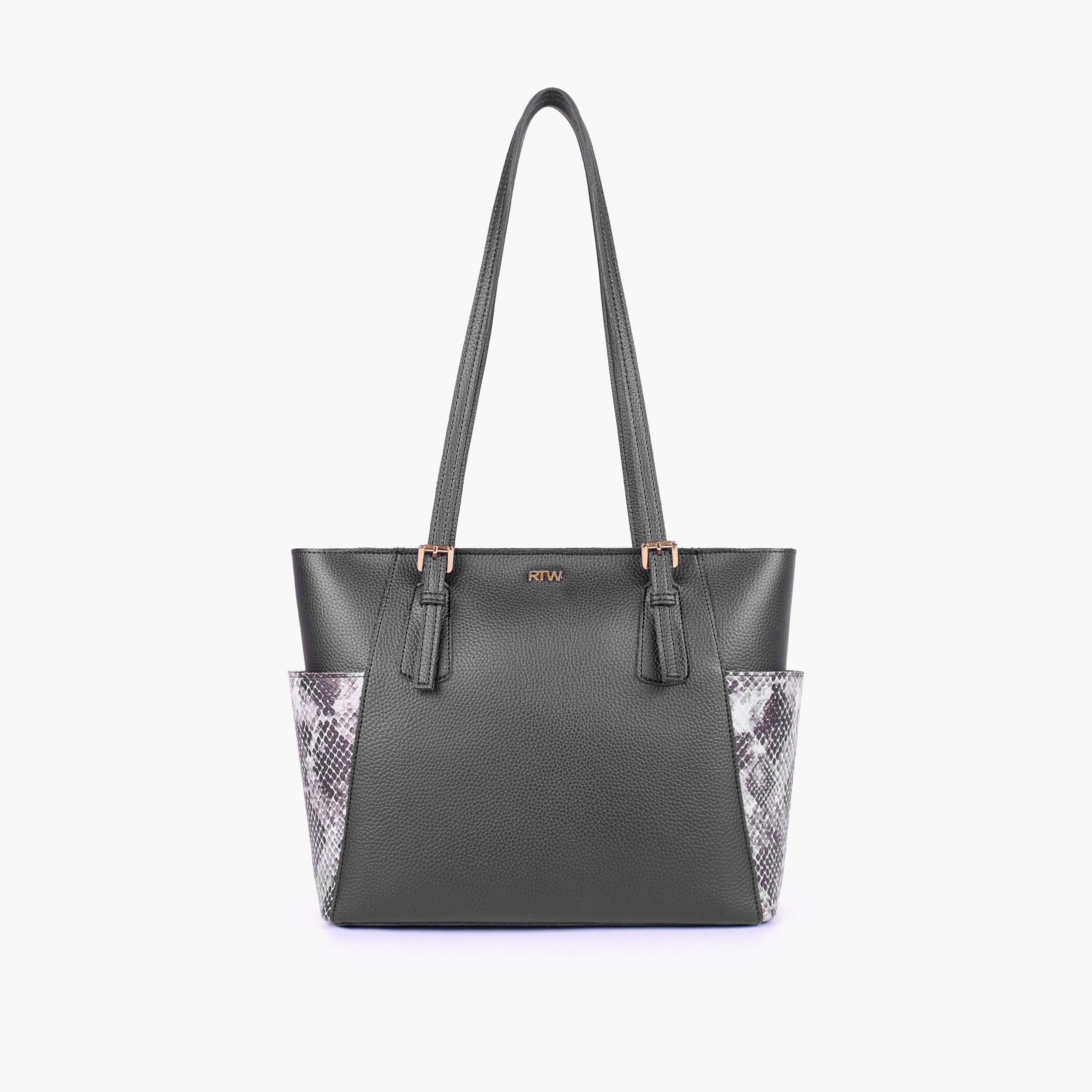 Black double pocket tote