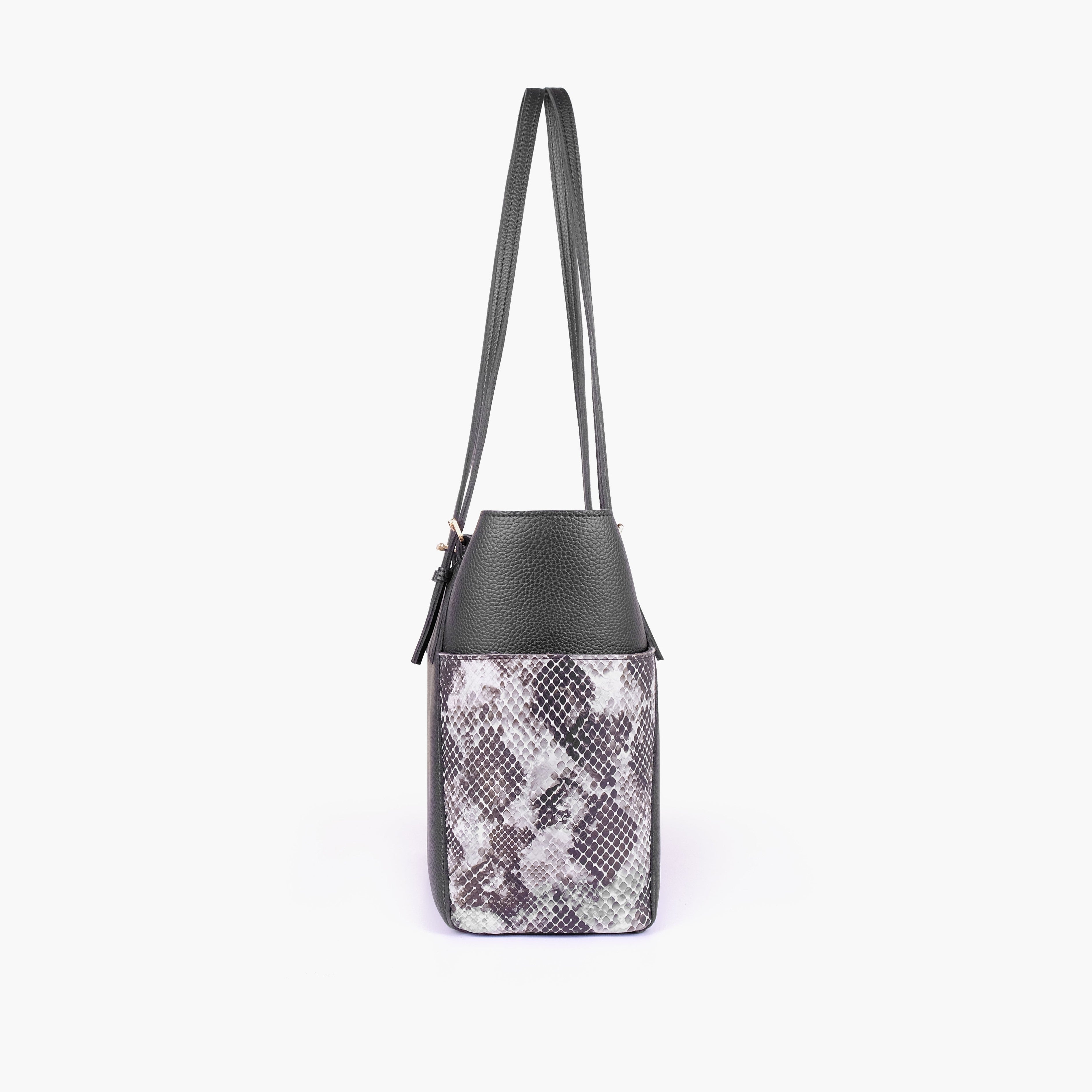 Black double pocket tote