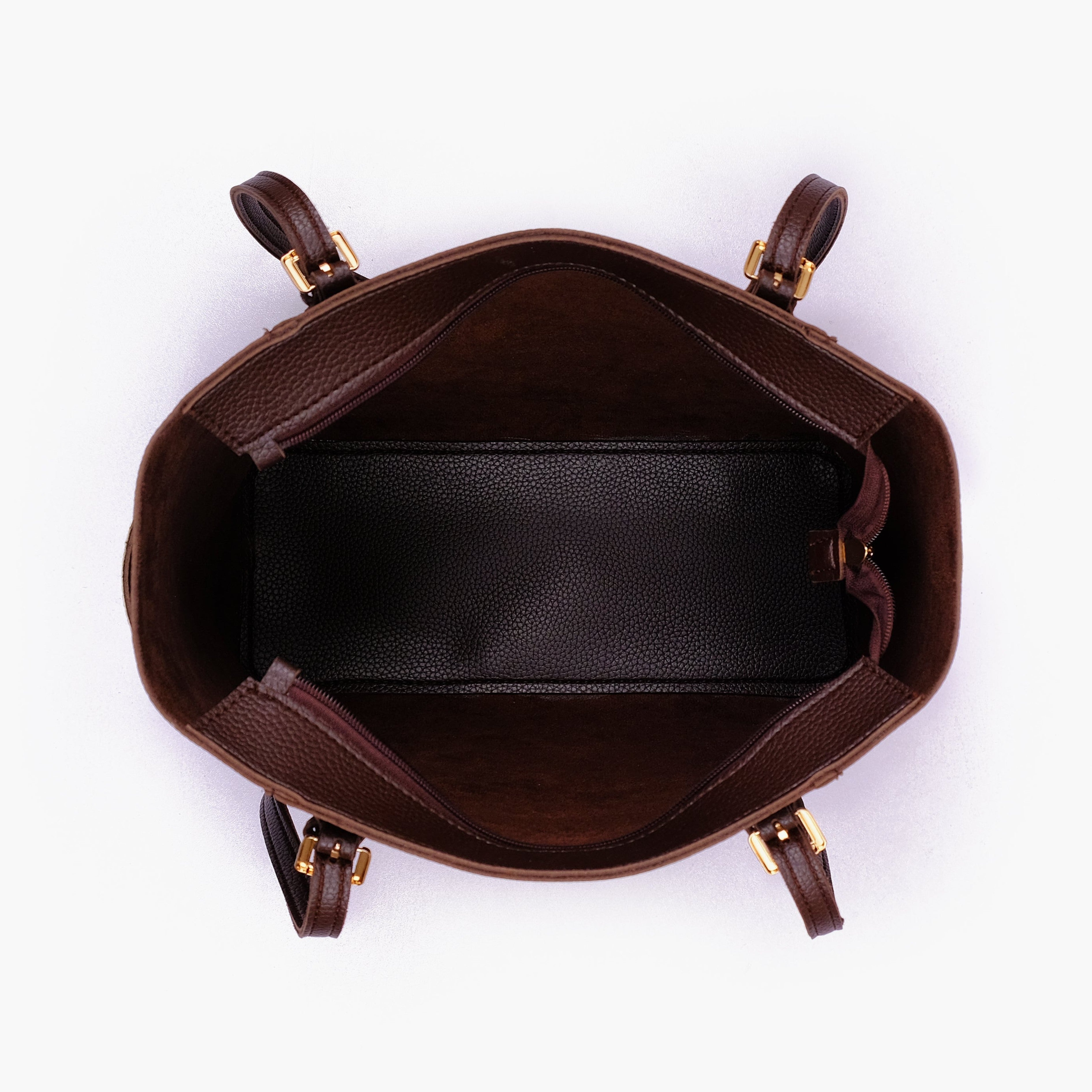 Dark brown double pocket tote