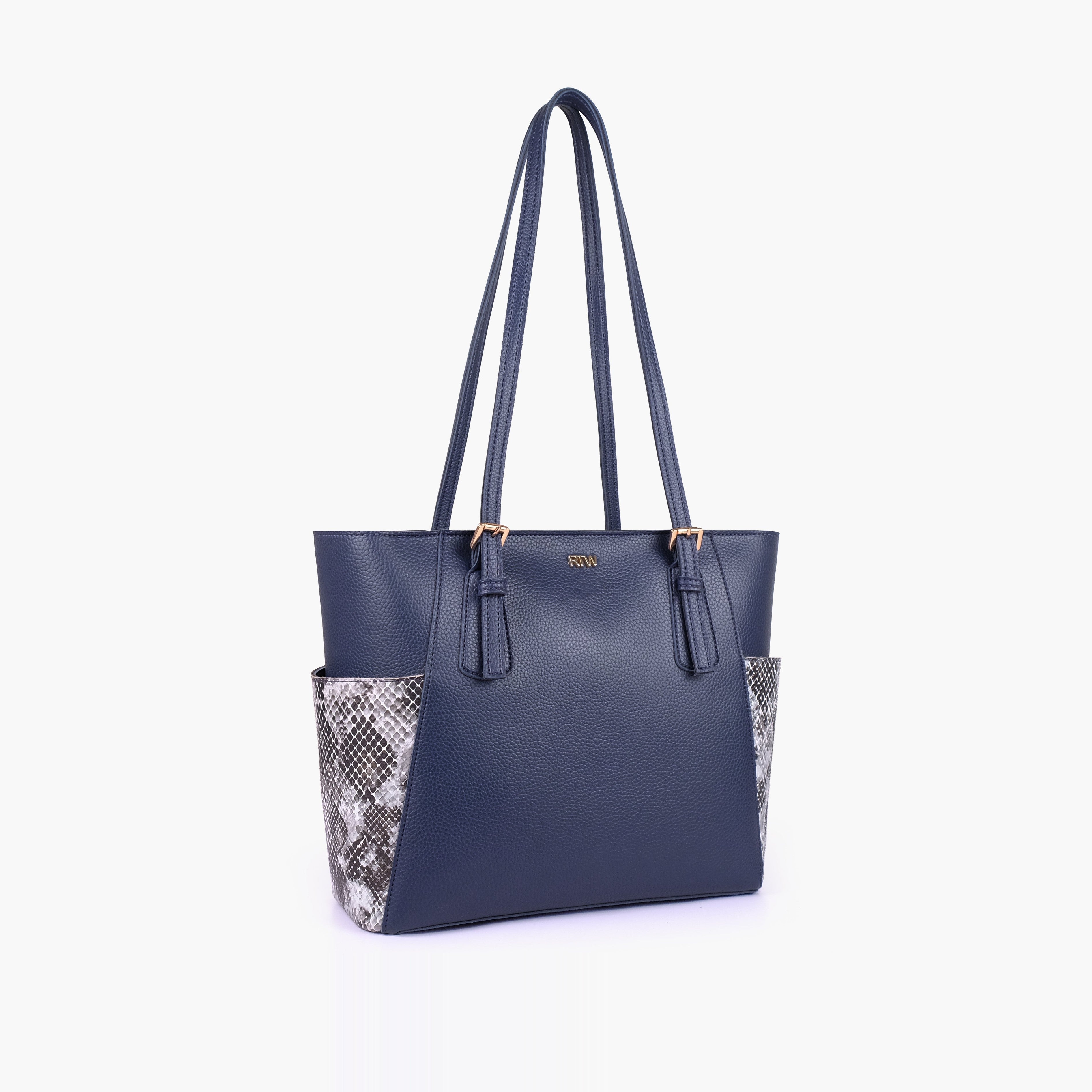 Blue double pocket tote