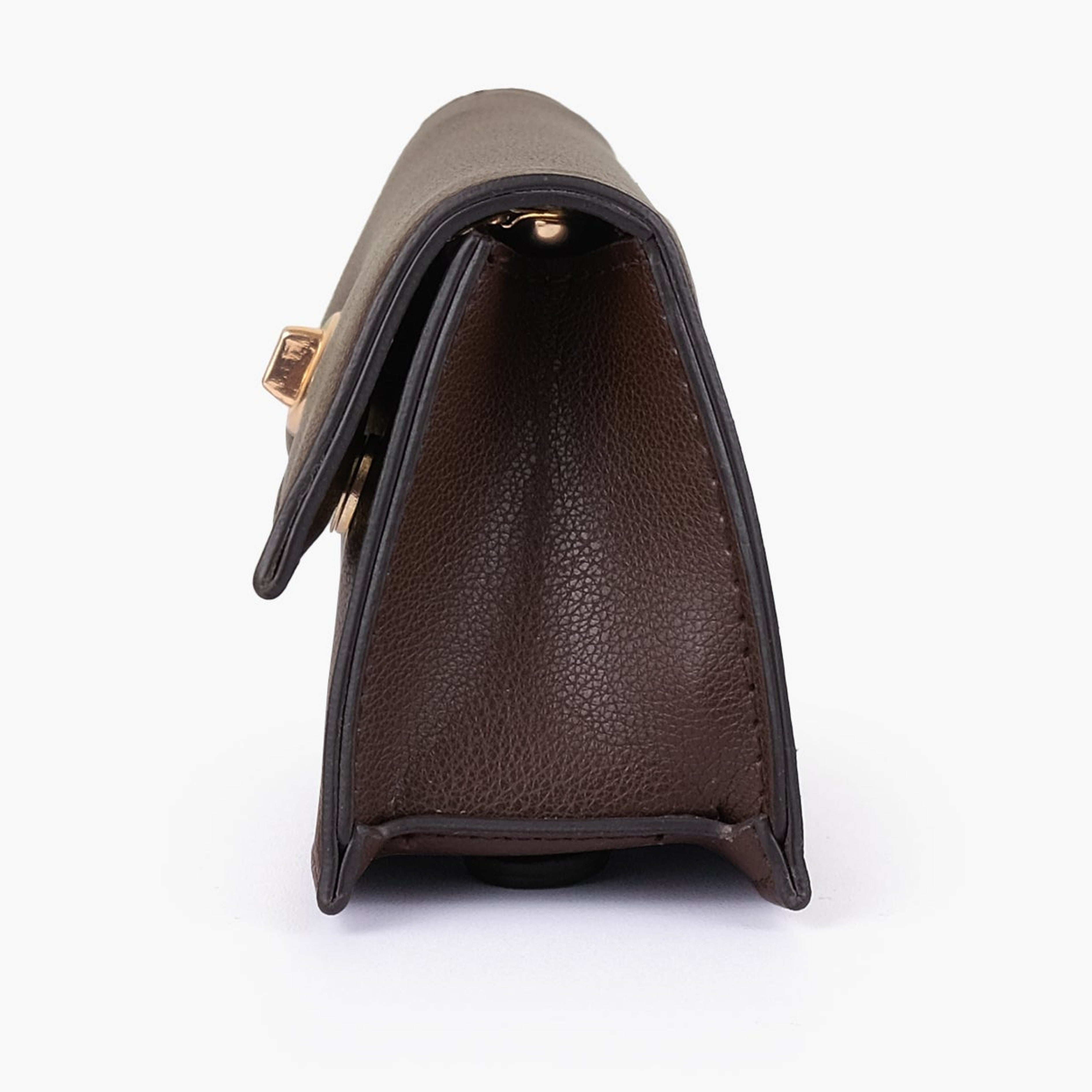 Dark brown elongated clutch bag