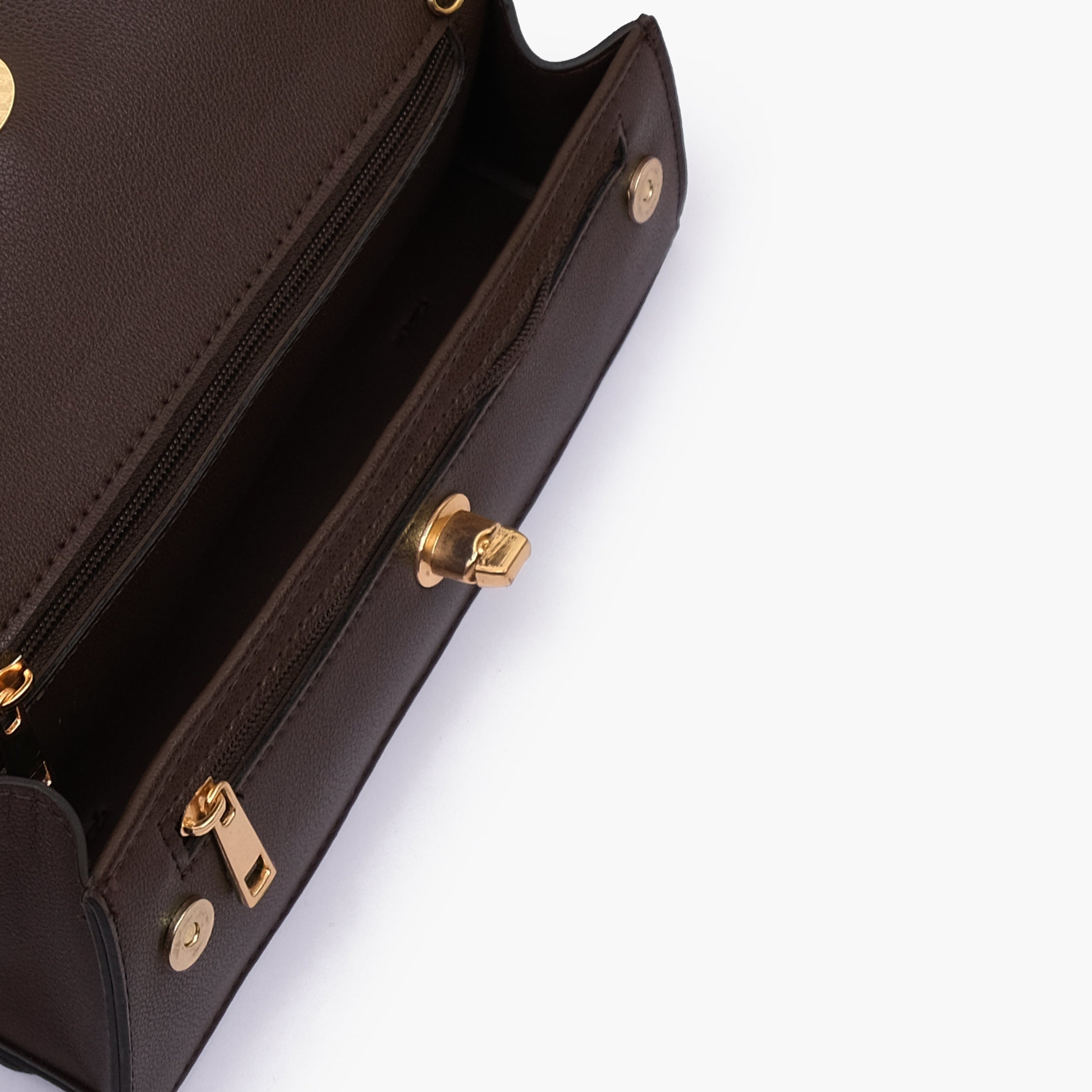 Dark brown elongated clutch bag