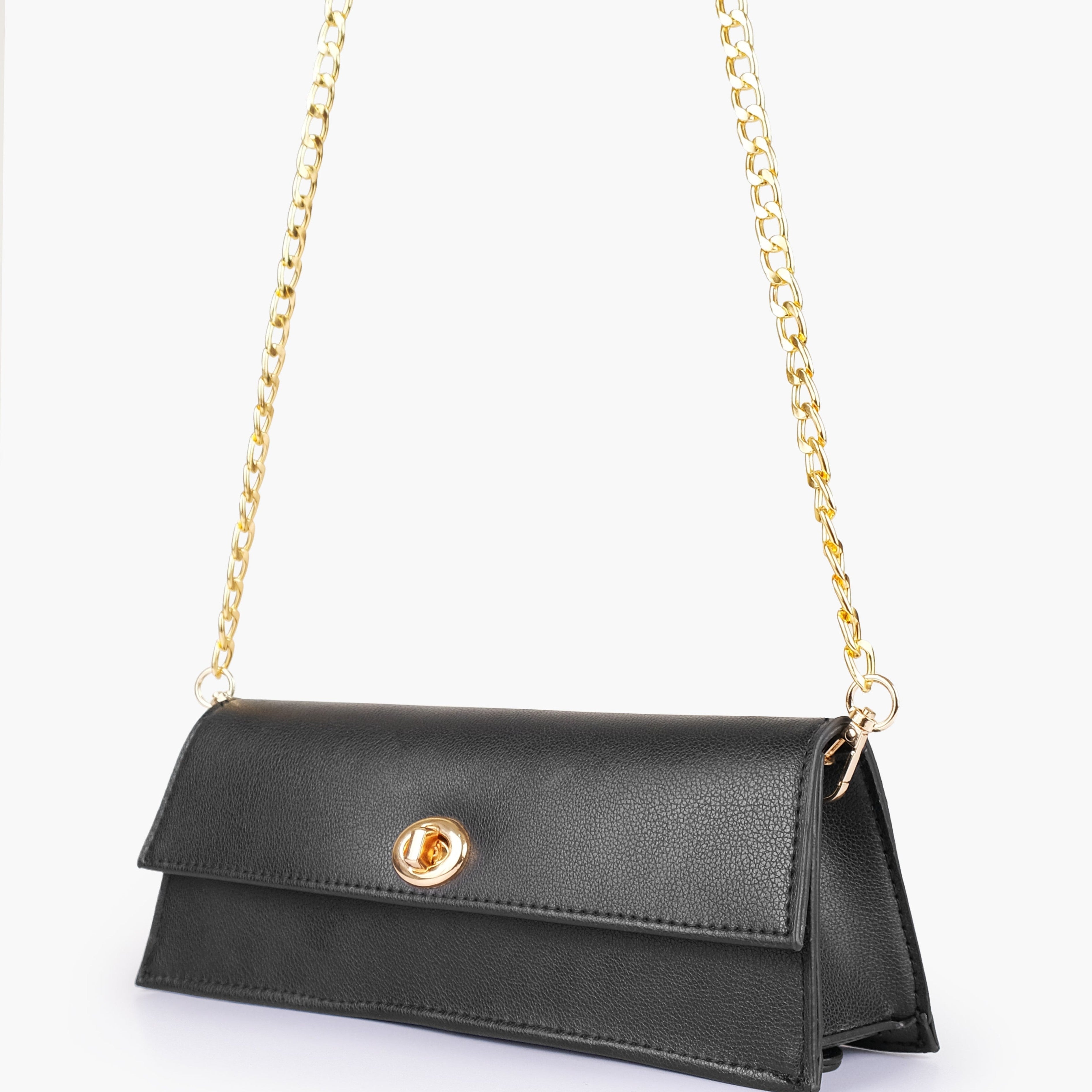 Black elongated clutch bag