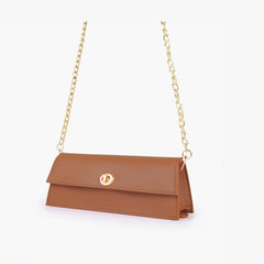 Tan elongated clutch bag