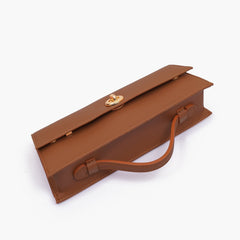 Tan elongated clutch bag