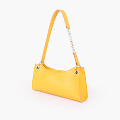 Yellow elongated chain handle purse