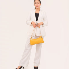 Yellow elongated chain handle purse