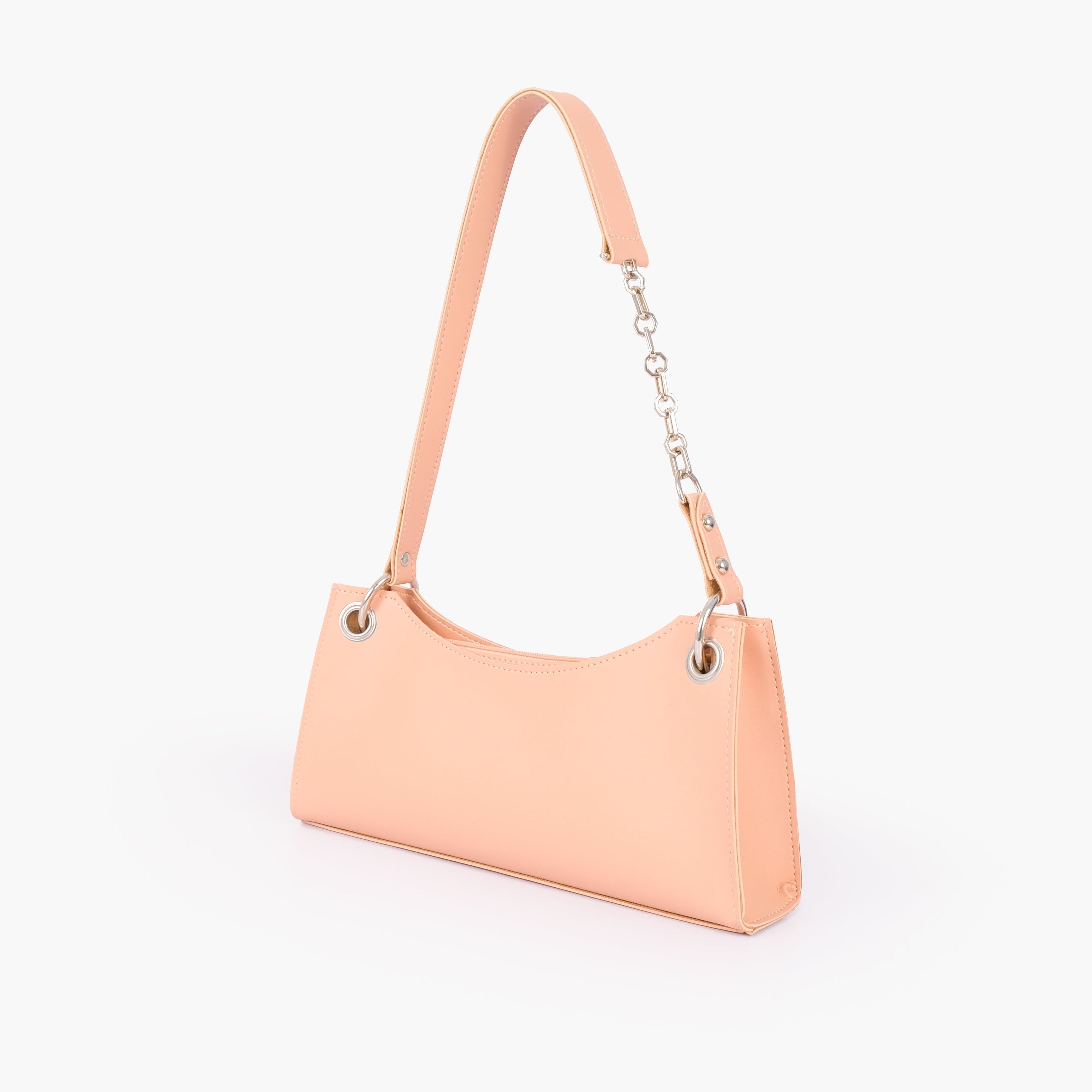 Peach elongated chain handle purse