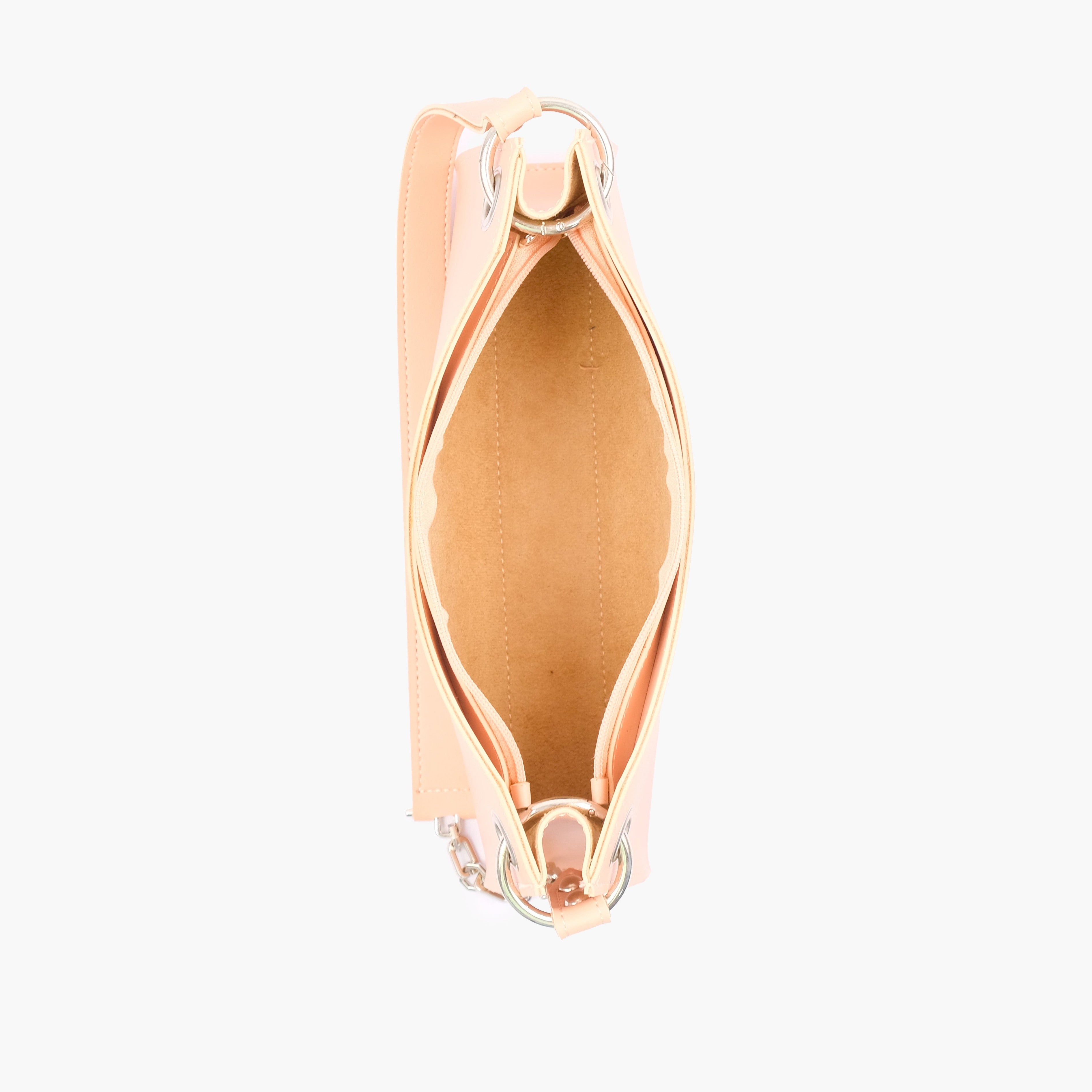 Peach elongated chain handle purse