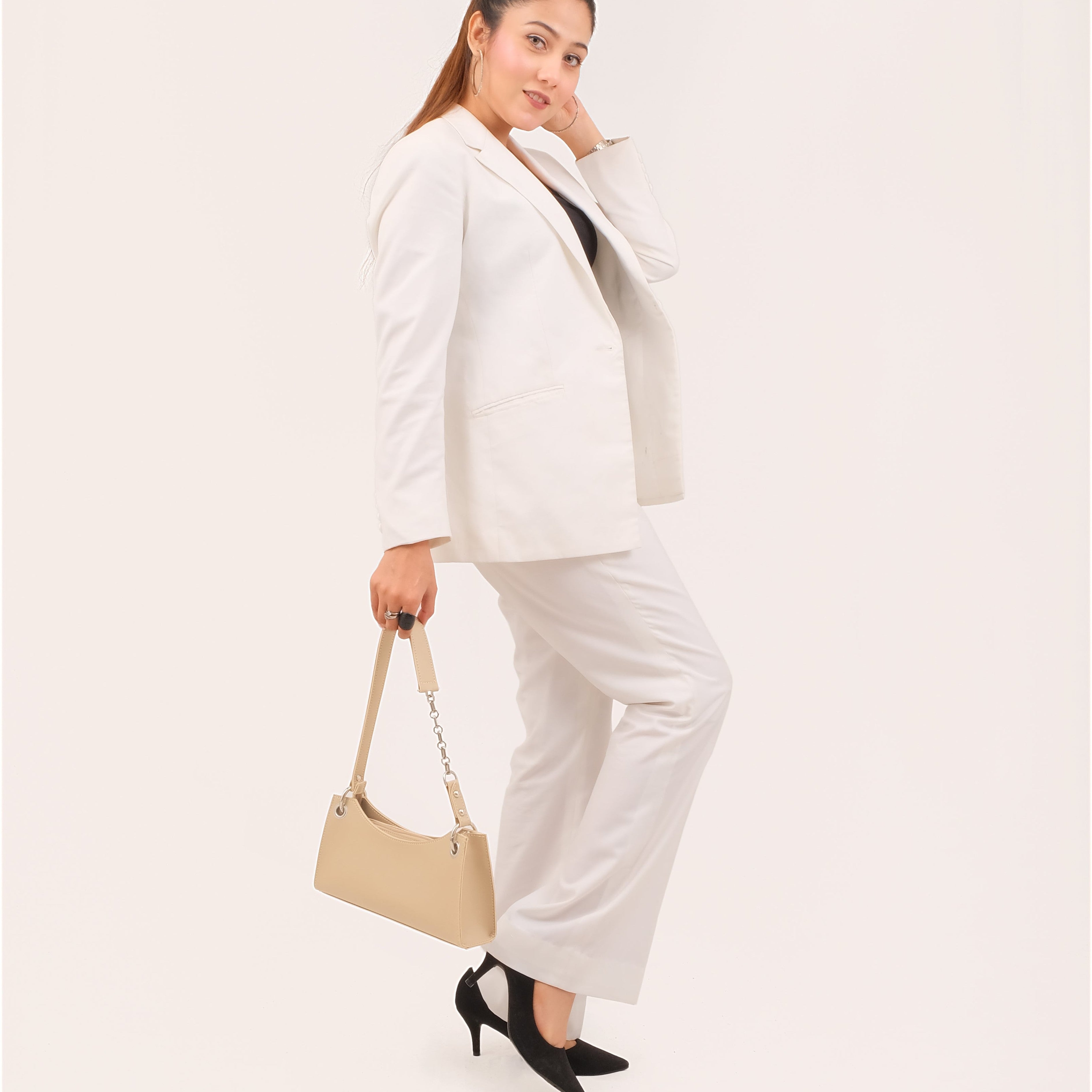 Off-white elongated chain handle purse