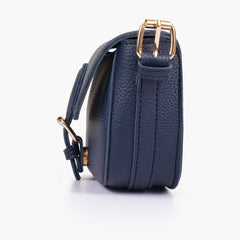 Blue east-west shoulder bag