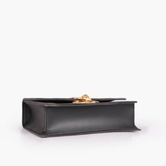 Black east-west shoulder bag with half chain