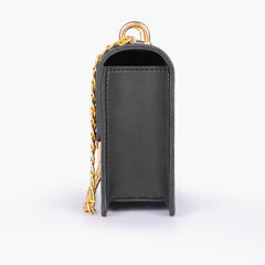 Black east-west shoulder bag with half chain