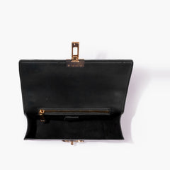 Black east-west shoulder bag with half chain