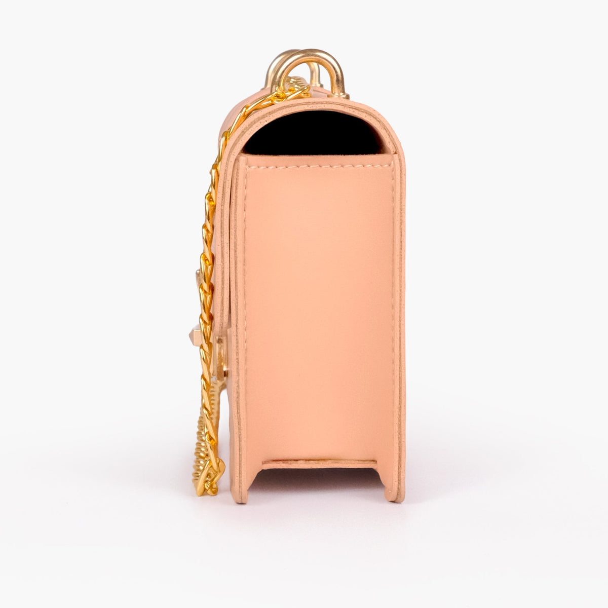 Peach east-west shoulder bag with half chain