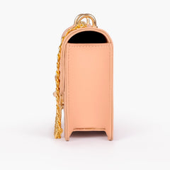 Peach east-west shoulder bag with half chain