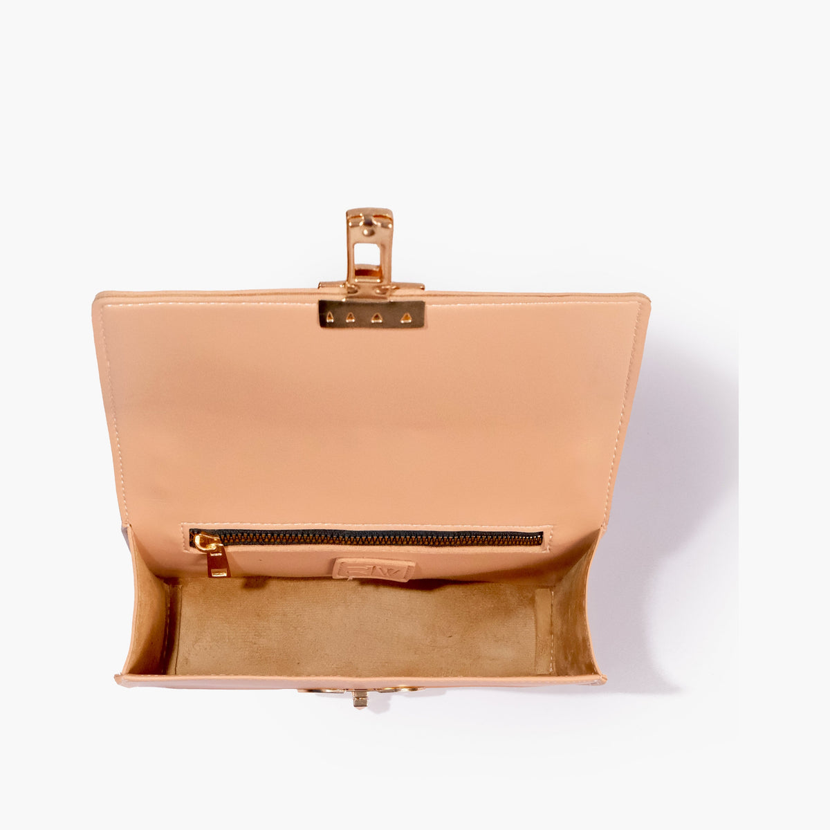 Peach east-west shoulder bag with half chain