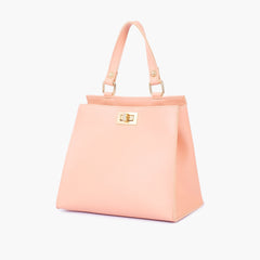 Peach front lock top-handle mini bag