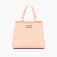 Peach front lock top-handle mini bag