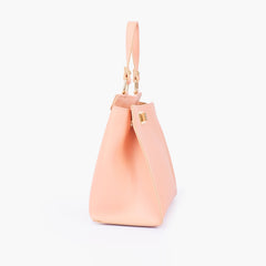Peach front lock top-handle mini bag