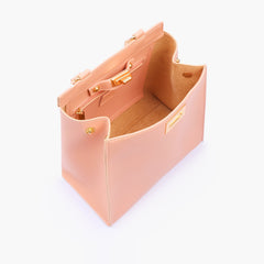 Peach front lock top-handle mini bag